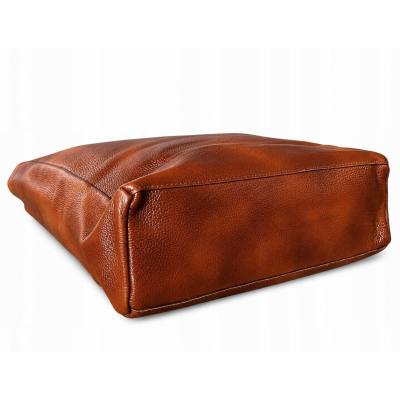 - BRĄZOWA TOREBKA SKÓRA NATURALNA SHOPPER BAG